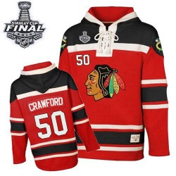 Corey Crawford Chicago Blackhawks Youth Authentic Old Time Hockey Sawyer Hooded Sweatshirt 2015 Stanley Cup Jersey (Red)