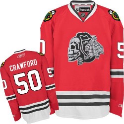 Corey Crawford Chicago Blackhawks Reebok Youth Authentic Red Skull Jersey (White)