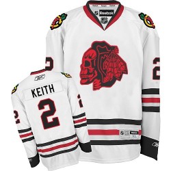 Duncan Keith Chicago Blackhawks Reebok Authentic Red Skull Jersey (White)