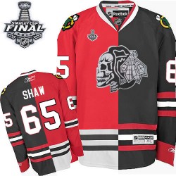 Andrew Shaw Chicago Blackhawks Reebok Authentic White Skull Split Fashion 2015 Stanley Cup Jersey (Red/Black)