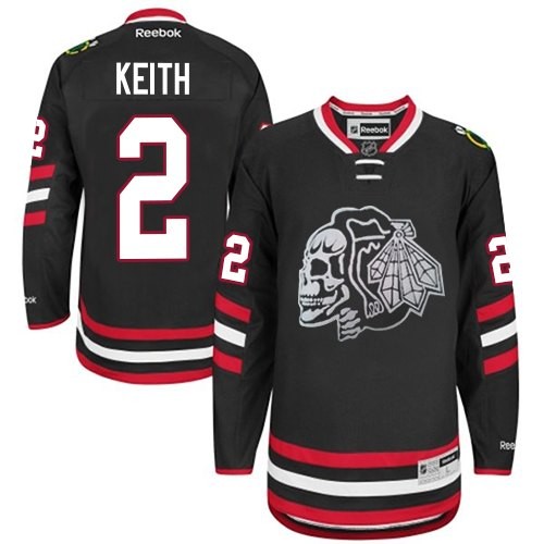 Duncan Keith Chicago Blackhawks Reebok Youth Premier Black Skull 2014 Stadium Series Jersey (White)
