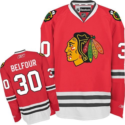ED Belfour Chicago Blackhawks Reebok Authentic Home Jersey (Red)