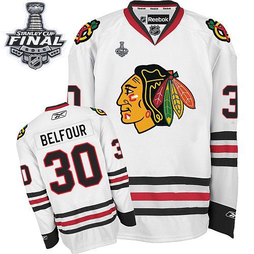 ED Belfour Chicago Blackhawks Reebok Authentic Away 2015 Stanley Cup Jersey (White)