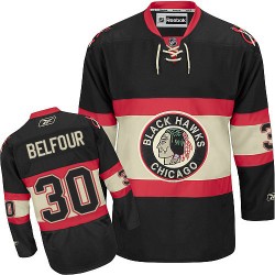 ED Belfour Chicago Blackhawks Reebok Premier New Third Jersey (Black)