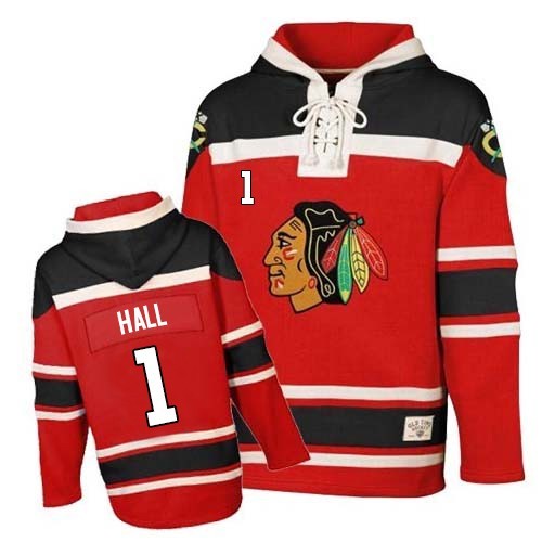 Glenn Hall Chicago Blackhawks Authentic Old Time Hockey Sawyer Hooded Sweatshirt Jersey (Red)