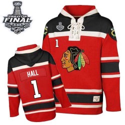 Glenn Hall Chicago Blackhawks Premier Old Time Hockey Sawyer Hooded Sweatshirt 2015 Stanley Cup Jersey (Red)