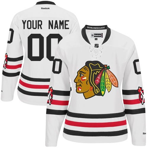 Reebok Chicago Blackhawks Women's Customized Authentic White 2015 Winter Classic Jersey