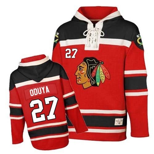 Johnny Oduya Chicago Blackhawks Authentic Old Time Hockey Sawyer Hooded Sweatshirt Jersey (Red)