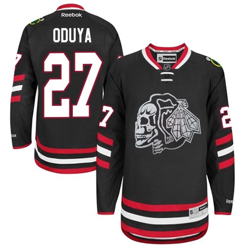 Johnny Oduya Chicago Blackhawks Reebok Youth Premier Black Skull 2014 Stadium Series Jersey (White)