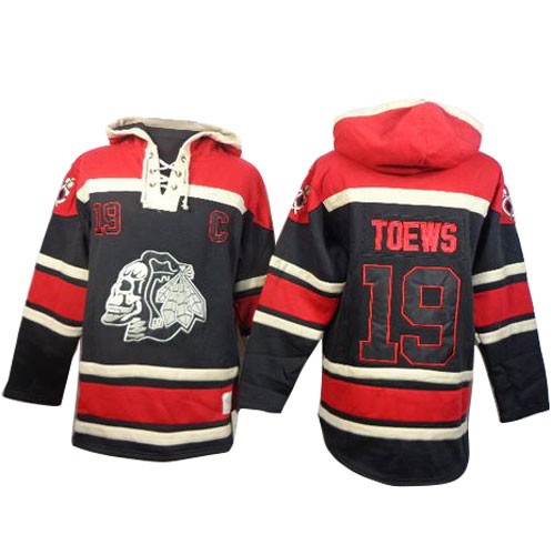 Jonathan Toews Chicago Blackhawks Authentic Old Time Hockey Sawyer Hooded Sweatshirt Jersey (Black)