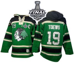 Jonathan Toews Chicago Blackhawks Authentic Old Time Hockey Sawyer Hooded Sweatshirt 2015 Stanley Cup Jersey (Green)