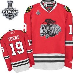 Jonathan Toews Chicago Blackhawks Reebok Authentic Red Skull 2015 Stanley Cup Jersey (White)