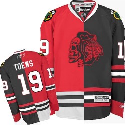 Jonathan Toews Chicago Blackhawks Reebok Authentic Red Skull Split Fashion Jersey (Red/Black)
