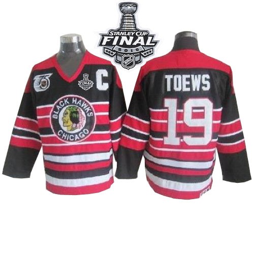 Jonathan Toews Chicago Blackhawks CCM Authentic Throwback 75TH 2015 Stanley Cup Jersey (Red/Black)