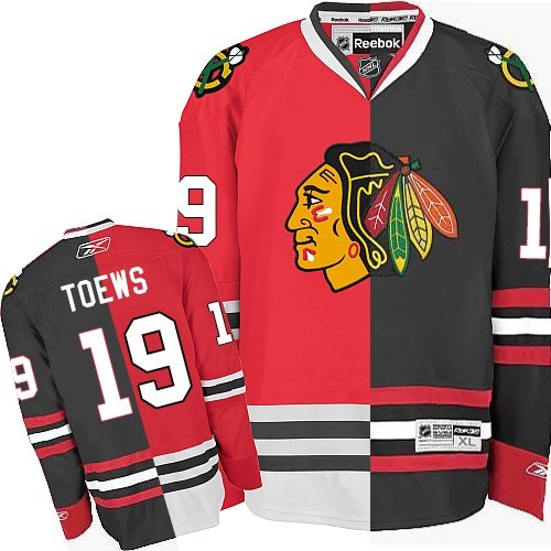 Jonathan Toews Chicago Blackhawks Reebok Authentic Split Fashion Jersey (Red/Black)