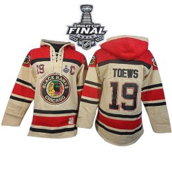 Jonathan Toews Chicago Blackhawks Authentic Old Time Hockey Sawyer Hooded Sweatshirt 2015 Stanley Cup Jersey (White)