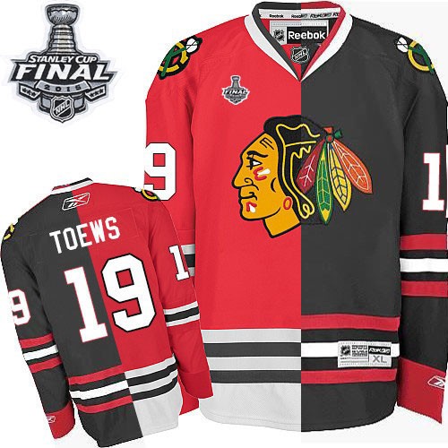 Jonathan Toews Chicago Blackhawks Reebok Authentic Split Fashion 2015 Stanley Cup Jersey (Red/Black)