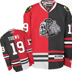 Jonathan Toews Chicago Blackhawks Reebok Authentic White Skull Split Fashion Jersey (Red/Black)
