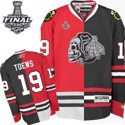 Jonathan Toews Chicago Blackhawks Reebok Authentic White Skull Split Fashion 2015 Stanley Cup Jersey (Red/Black)
