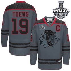 Jonathan Toews Chicago Blackhawks Reebok Premier Charcoal Cross Check Fashion 2015 Stanley Cup Jersey ()