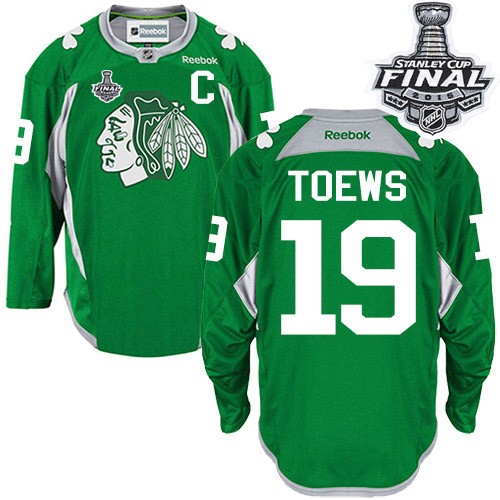 Jonathan Toews Chicago Blackhawks Reebok Premier Practice 2015 Stanley Cup Jersey (Green)