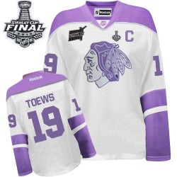 Jonathan Toews Chicago Blackhawks Reebok Women's Premier Thanksgiving 2015 Stanley Cup Jersey (White/Purple)