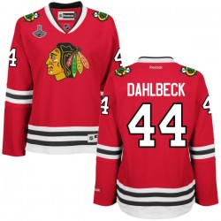 Klas Dahlbeck Chicago Blackhawks Reebok Women's Authentic Home 2015 Stanley Cup Champions Jersey (Red)