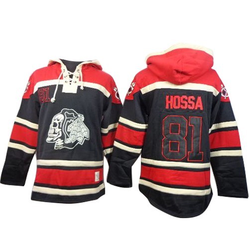 Marian Hossa Chicago Blackhawks Authentic Old Time Hockey Sawyer Hooded Sweatshirt Jersey (Black)