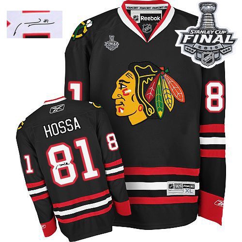 Marian Hossa Chicago Blackhawks Reebok Authentic Autographed Third 2015 Stanley Cup Jersey (Black)