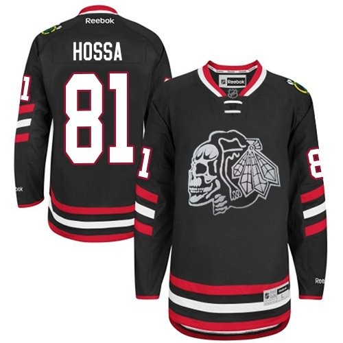 Marian Hossa Chicago Blackhawks Reebok Authentic Black Skull 2014 Stadium Series Jersey (White)