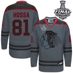 Marian Hossa Chicago Blackhawks Reebok Authentic Charcoal Cross Check Fashion 2015 Stanley Cup Jersey ()