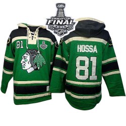 Marian Hossa Chicago Blackhawks Authentic Old Time Hockey Sawyer Hooded Sweatshirt 2015 Stanley Cup Jersey (Green)
