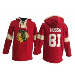 Marian Hossa Chicago Blackhawks Authentic Old Time Hockey Pullover Hoodie Jersey (Red)