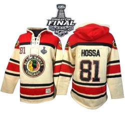 Marian Hossa Chicago Blackhawks Authentic Old Time Hockey Sawyer Hooded Sweatshirt 2015 Stanley Cup Jersey (White)