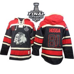 Marian Hossa Chicago Blackhawks Premier Old Time Hockey Sawyer Hooded Sweatshirt 2015 Stanley Cup Jersey (Black)