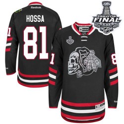 Marian Hossa Chicago Blackhawks Reebok Premier Black Skull 2014 Stadium Series 2015 Stanley Cup Jersey (White)