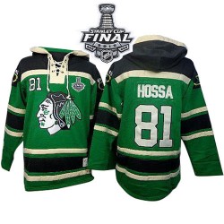 Marian Hossa Chicago Blackhawks Premier Old Time Hockey St. Patrick's Day McNary Lace Hoodie 2015 Stanley Cup Jersey (Green)