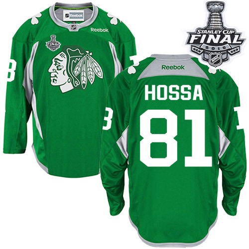 Marian Hossa Chicago Blackhawks Reebok Premier Practice 2015 Stanley Cup Jersey (Green)