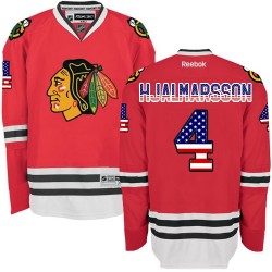 Niklas Hjalmarsson Chicago Blackhawks Reebok Authentic USA Flag Fashion Jersey (Red)