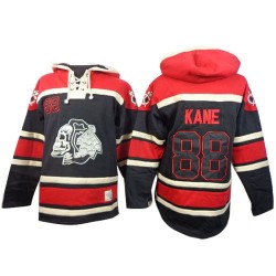 Patrick Kane Chicago Blackhawks Authentic Old Time Hockey Sawyer Hooded Sweatshirt Jersey (Black)