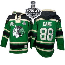 Patrick Kane Chicago Blackhawks Authentic Old Time Hockey Sawyer Hooded Sweatshirt 2015 Stanley Cup Jersey (Green)