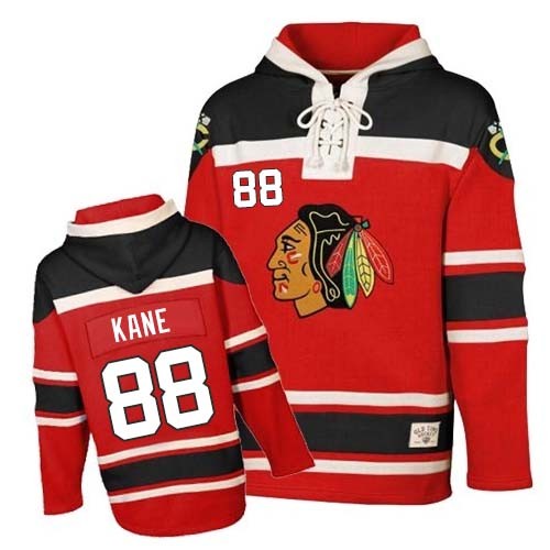 Patrick Kane Chicago Blackhawks Authentic Old Time Hockey Sawyer Hooded Sweatshirt Jersey (Red)