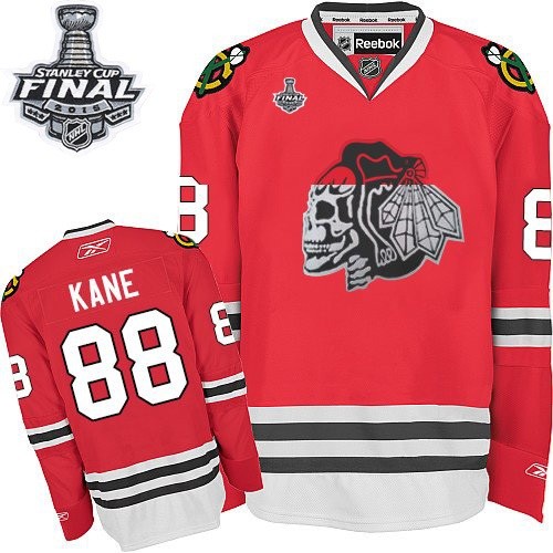Patrick Kane Chicago Blackhawks Reebok Authentic Red Skull 2015 Stanley Cup Jersey (White)