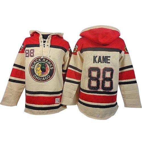 Patrick Kane Chicago Blackhawks Authentic Old Time Hockey Sawyer Hooded Sweatshirt Jersey (White)