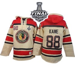 Patrick Kane Chicago Blackhawks Authentic Old Time Hockey Sawyer Hooded Sweatshirt 2015 Stanley Cup Jersey (White)
