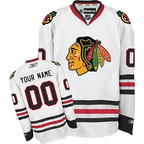 Reebok Chicago Blackhawks Youth Customized Authentic White Away Jersey