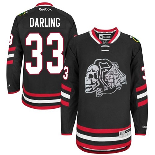 Scott Darling Chicago Blackhawks Reebok Authentic Black Skull 2014 Stadium Series Jersey (White)