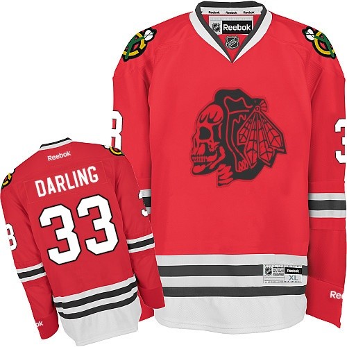 Scott Darling Chicago Blackhawks Reebok Authentic Skull Jersey (Red)