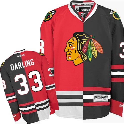Scott Darling Chicago Blackhawks Reebok Authentic Split Fashion Jersey (Red/Black)