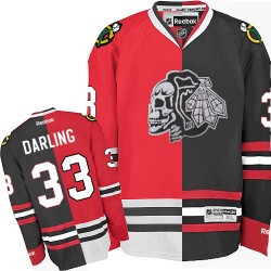 Scott Darling Chicago Blackhawks Reebok Authentic Split Fashion Red Skull Jersey (Red/Black)
